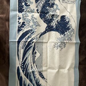 Blue and White Wave Print Tapestry
